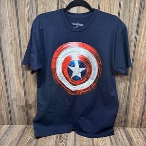 Marvel Captain America The Winter Soldier Shield T-Shirt Mens Large Navy Blue